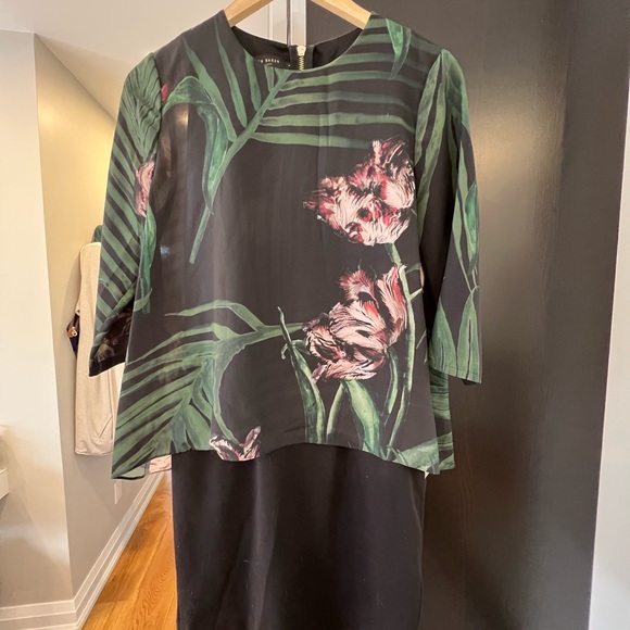 Ted Baker Dress - Danetta Palm Floral Layered Tunic size 1 - Picture 2 of 4